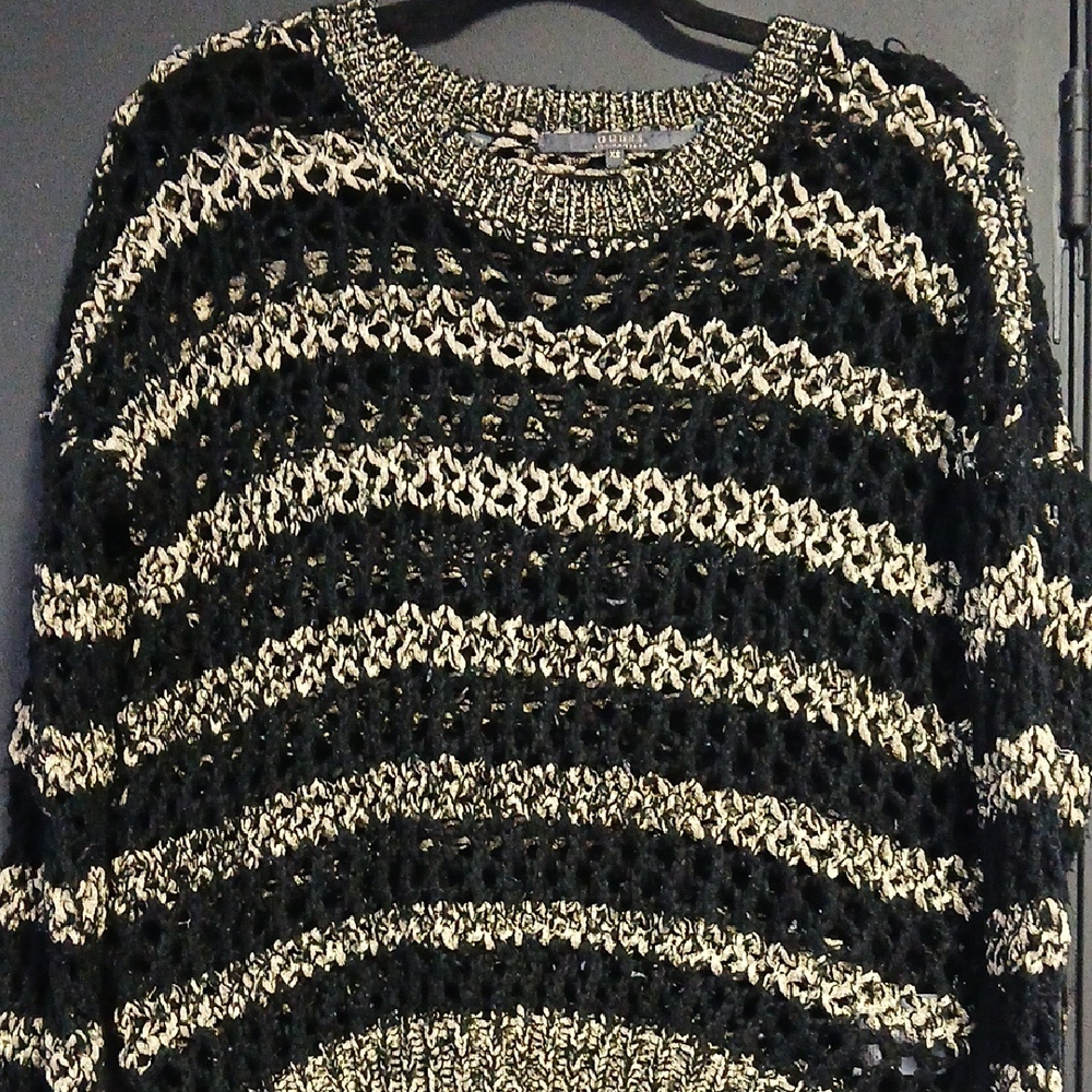Guess Black and Gold Striped Knit Women's Sweater